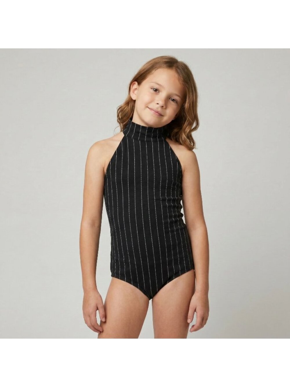Artistic Dance Designs Girl's Black Pinstripe Leotard Leo Costume in size LC